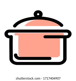 
pot design for boiling. illustration of a flat pan style