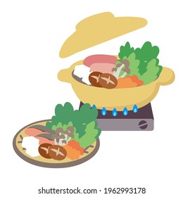 Pot dishes with lots of vegetables.Vector illustration that is easy to edit.