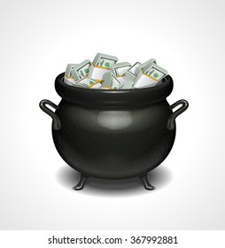 Pot of Dollars. Vector