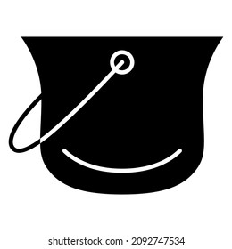 A pot for eating outside with a semicircular bottom. Camping, hiking, traveling. Vector icon, glyph, isolated
