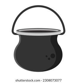 Pot, empty black pot, halloween holiday, vector illustration