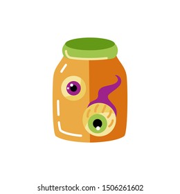 Pot with eyes. Vector illustration isolated on white background. Flat style vector illustration.