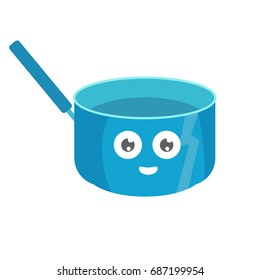 Pot with face. Vector. Cartoon. Isolated art on white background. Flat