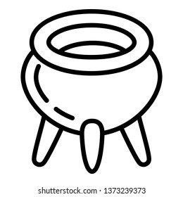Pot with feet icon. Outline pot with feet vector icon for web design isolated on white background