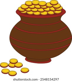 a pot fill with gold coin 