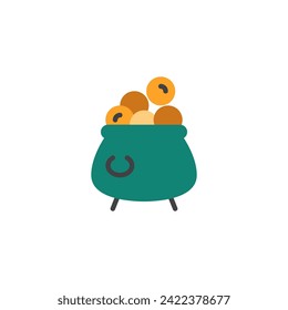 Tomas llenas de monedas de oro icono plano, signo vectorial, pictograma colorido aislado en blanco. Símbolo, ilustración del logotipo. Diseño de estilo plano