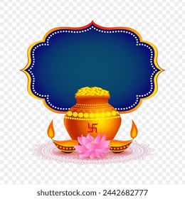Pot filled with gold coins and vector elements on transparent background