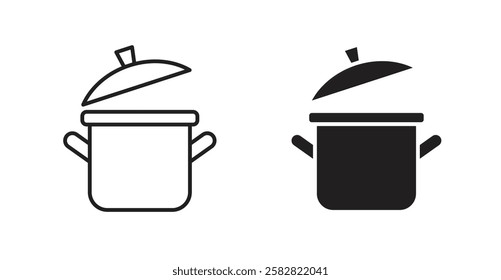 Pot filled and outlined icons vectors on white background