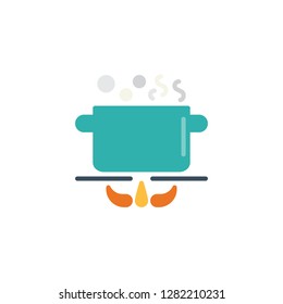 Pot flat vector style icon. Cooking and kitchen icon  for websites, web design, mobile app.