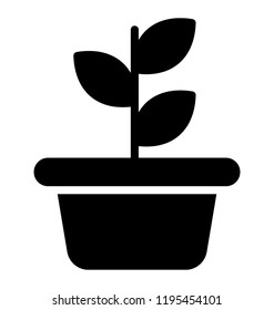 Pot with floral plant making potted plant icon