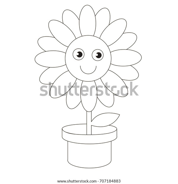 Download Pot Flower Cartoon Colorless Outlined Illustration Stock Vector (Royalty Free) 707184883