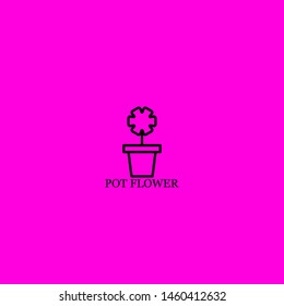 pot flower icon sign signifier vector