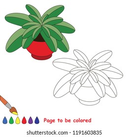 Pot Flower Plant to be colored, the coloring book for preschool kids with easy educational gaming level.