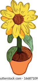 Pot Flower Sunflower Vector Reductor
