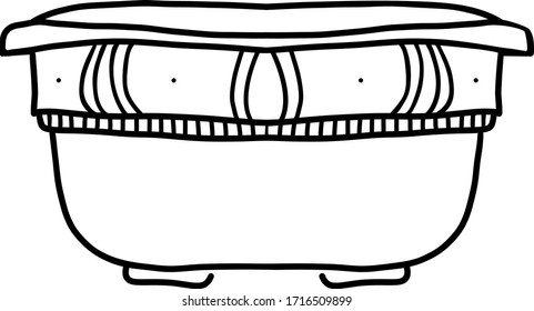 Pot, flower vase, hand drawn Doodle sketch, black and white vector. Linear icon. Simple illustration. Coloring.