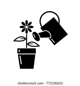 pot of flower and water can icon