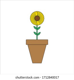 pot with flowering plant. illustration for web and mobile design.