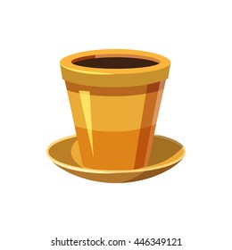 Pot of flowers icon in cartoon style isolated on white background. Gardening symbol