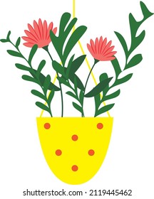 Pot with flowers vector illustration 