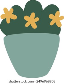 Pot With Flowers Vector Illustration