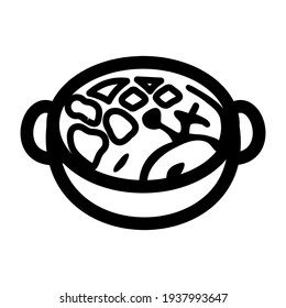 Pot of food icon isolated vector illustration. High quality black style vector icon.