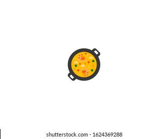 Pot of food vector flat icon. Isolated hot food, dish, soup bowl pot emoji illustration 