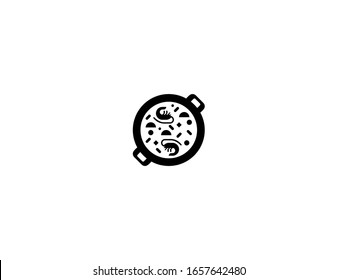 Pot of food vector flat icon. Isolated hot food, dish, soup bowl pot emoji illustration 