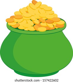 Pot full of gold coins