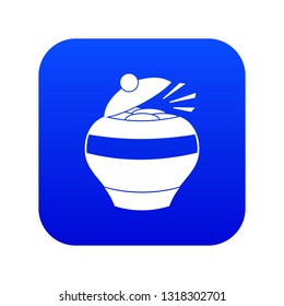 Pot full of gold coins icon digital blue for any design isolated on white vector illustration
