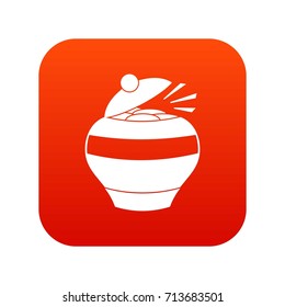Pot full of gold coins icon digital red for any design isolated on white vector illustration