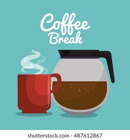 pot glass coffee and mug red graphic