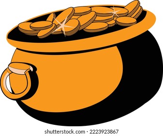 Pot of Gold Coins - (Editable file) Vector Illustration