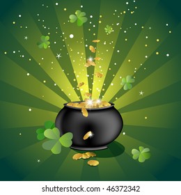 pot with gold coins, illustration for the saint patrick`s day