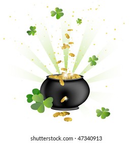 pot with gold coins, illustration for the saint patrick`s day