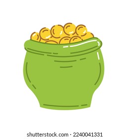 Pot of gold coins St. Patrick's Day Vector illustration flat style