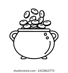 Pot with gold coins symbol of St Patricks Day illustration