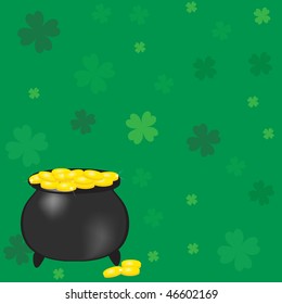 Pot with gold coins. Vector.