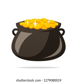 Pot of gold coins vector isolated