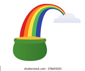 Pot of gold at the end of a rainbow