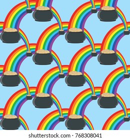 pot of gold at the end of the rainbow Seamless pattern