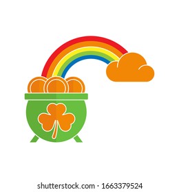 Pot of Gold flat icon vector illustration. Pot of Gold icon design isolated on white background. St. Patricks Day vector illustration. St. Patrick's Day vector icon trendy flat symbol.