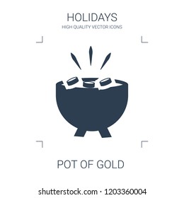 pot of gold icon. high quality filled pot of gold icon on white background. from holidays collection flat trendy vector pot of gold symbol. use for web and mobile