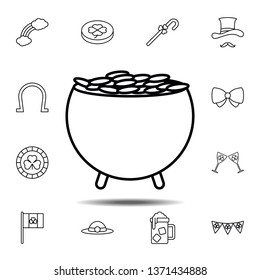 Pot of gold icon. Simple thin line, outline vector element of Saint Patricks Day icons set for UI and UX, website or mobile application