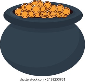 Pot of gold, illustration for backgrounds textures, prosperity, luck, gold
