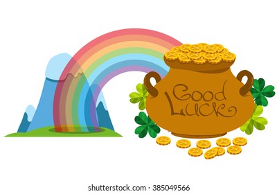 Pot of gold and rainbow.