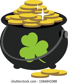 pot of gold st patricks day vector illustration