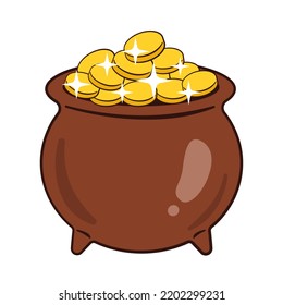 Pot of gold. St. Patrick's Day. Isolated on white background. Vector illustration.