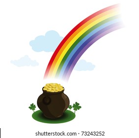 Pot Gold Under Rainbow Ireland Legend Stock Vector (Royalty Free ...