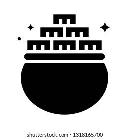 Pot of gold vector, Feast of Saint Patrick solid style icon