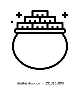 Pot of gold vector, Feast of Saint Patrick line style icon